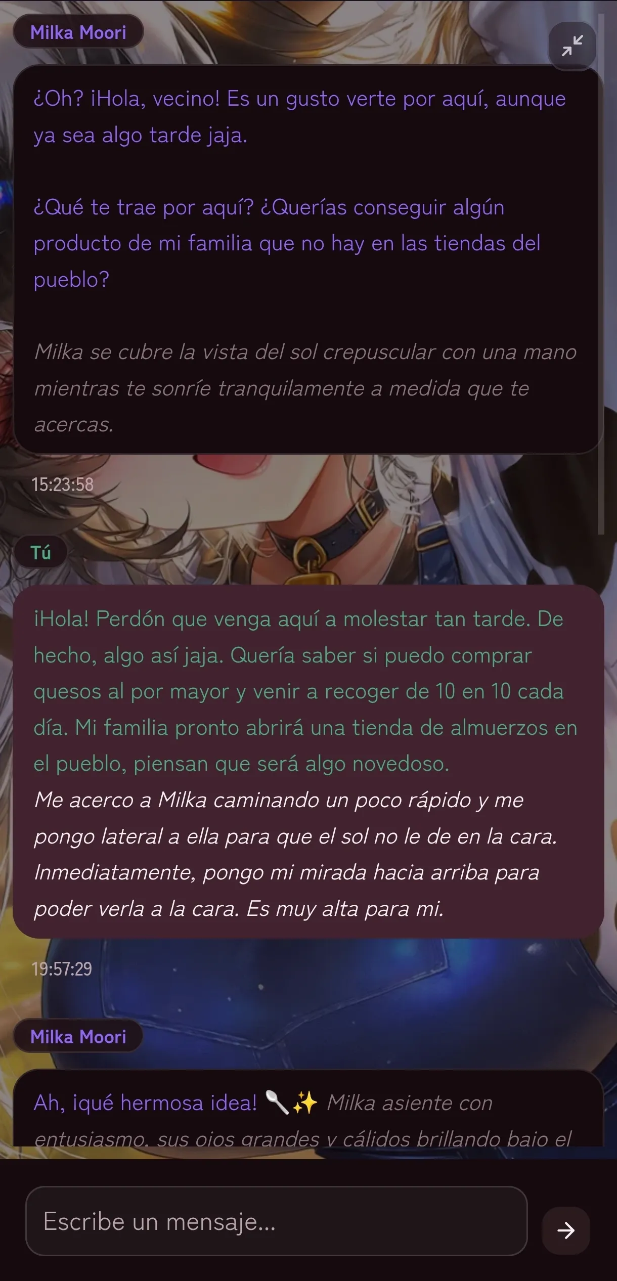 Chat de Roleplay Manager en un teléfono