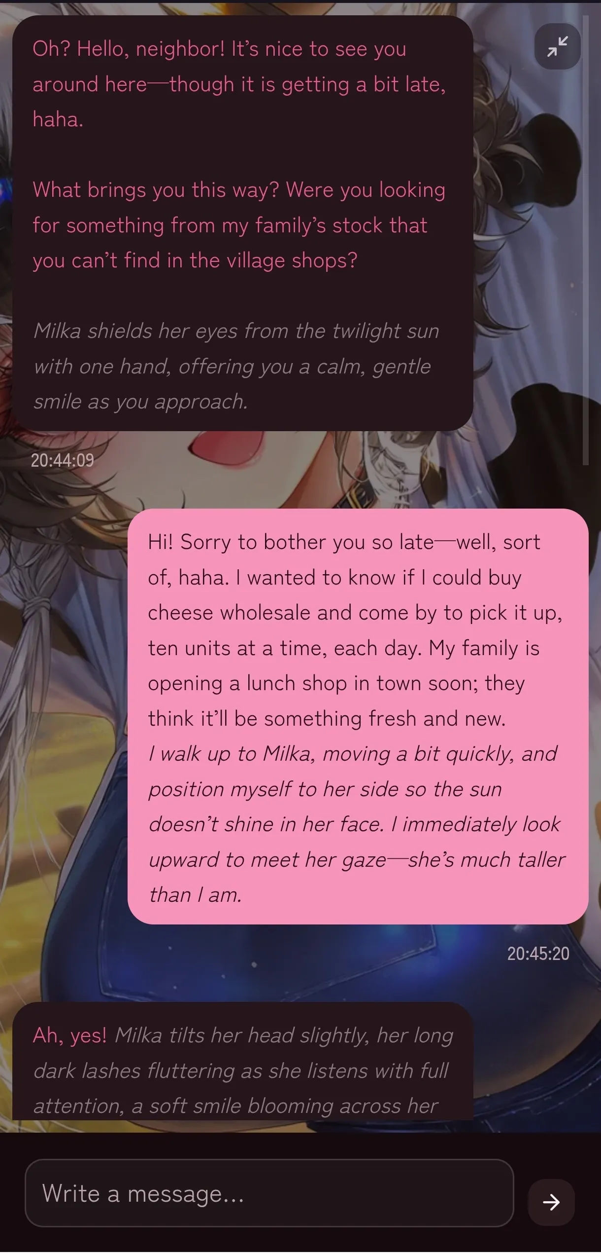 Roleplay Manager chat on a phone